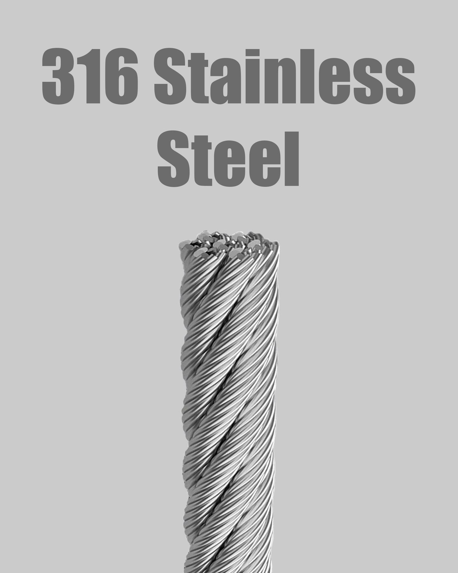 Grade 316 stainless steel wire rope surface