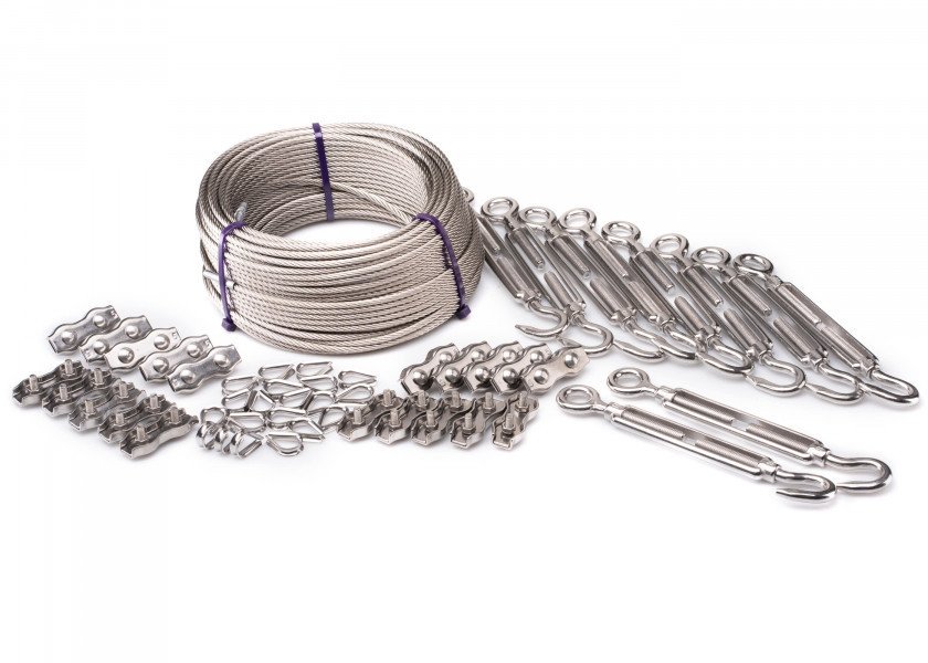 Stainless steel wire rope assembly with end fittings