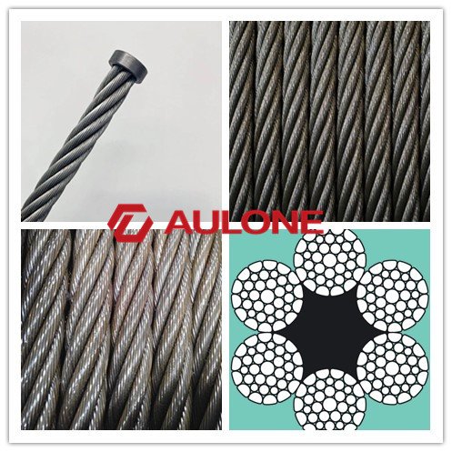 Close view of steel wire rope construction for elevator rope selection